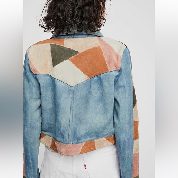 Free People Dallas Suede Denim
Jacket Patchwork Western Button Up Size Large - Picture 3 of 4